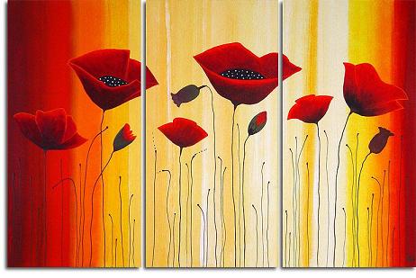 Dafen Oil Painting on canvas red flower -set176